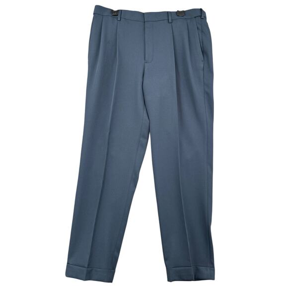 Saddlebred‎ Blue Pleated Cuffed Hem Classic Performance Dress Pant Size 36 X 29 - Picture 1 of 8